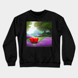 Valentine Wall Art - Hearts in a sunny glade - Unique Valentine Fantasy Garden Landsape - Photo print, canvas, artboard print, Canvas Print and T shirt Crewneck Sweatshirt